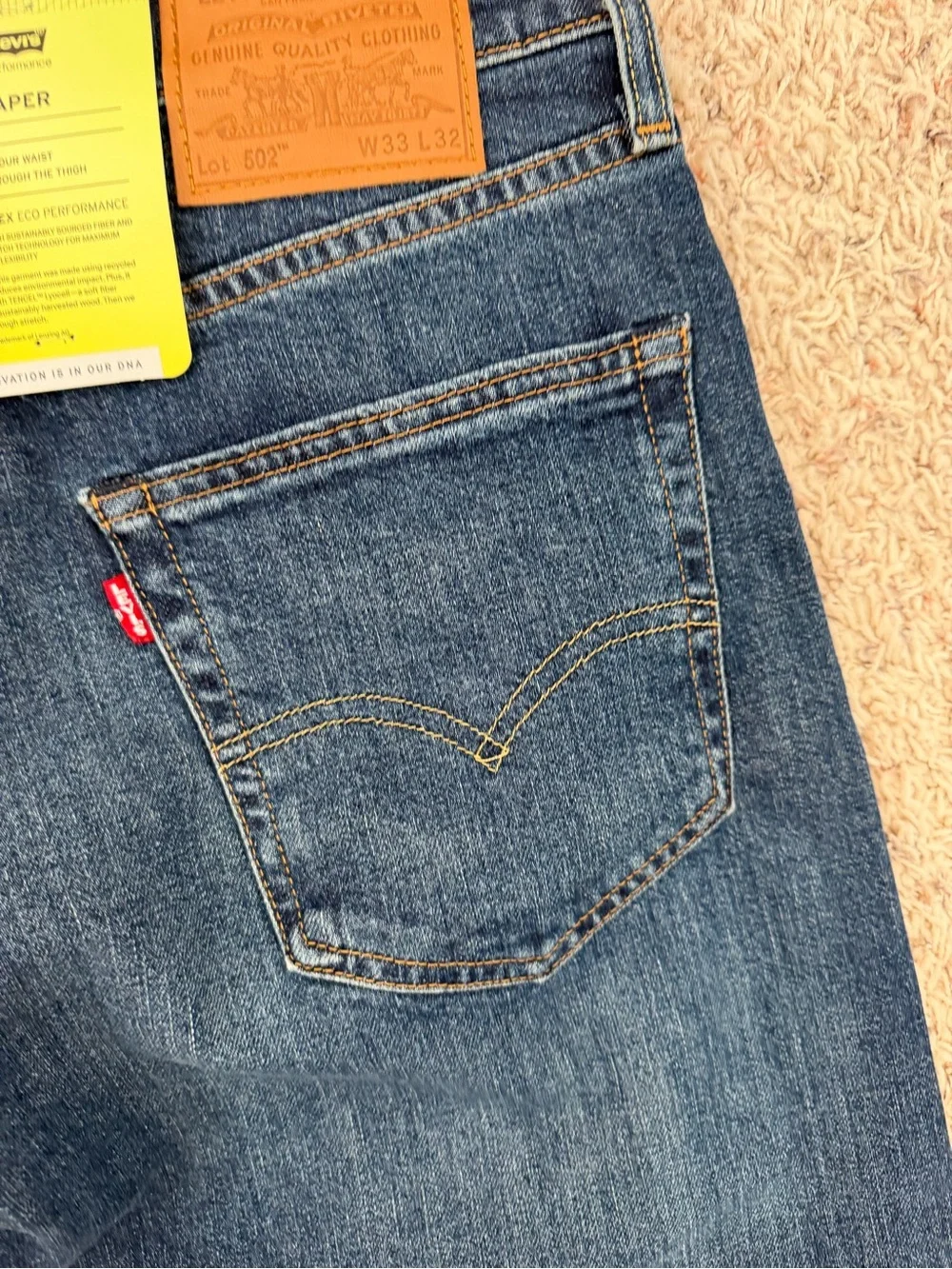 NWT Levi's 502 Taper Men's Dark Blue Straight Leg Jeans W33 L32